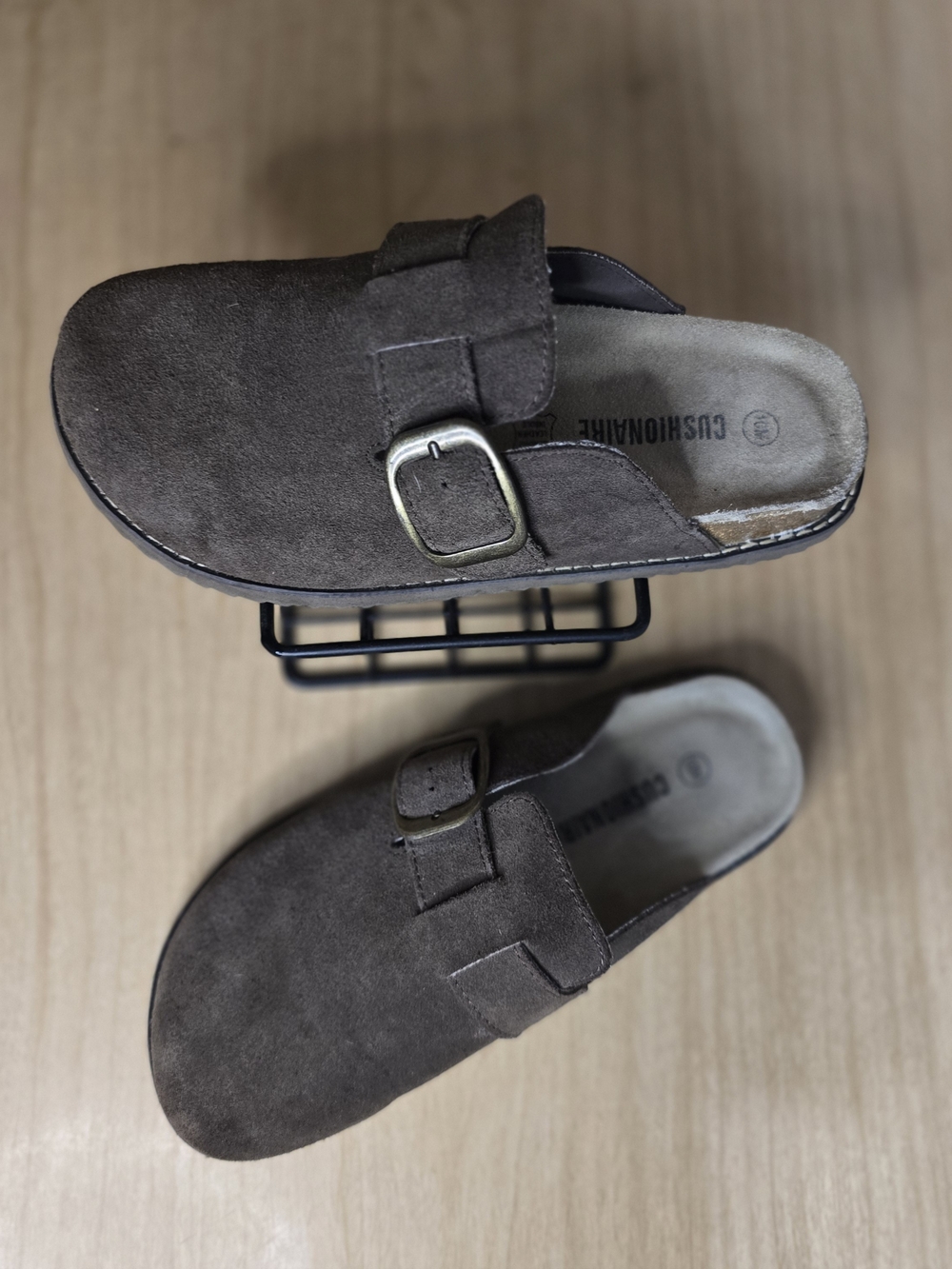 Cushionaire Brown Suede Buckle Clogs